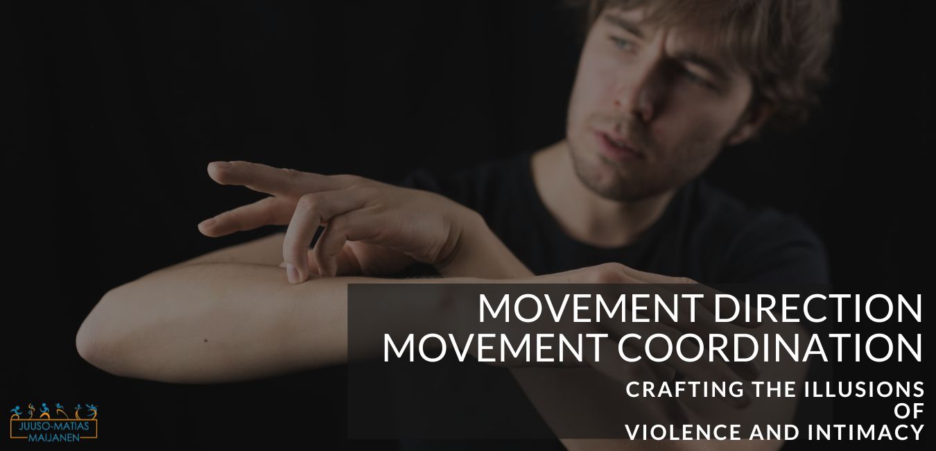 Text: Movement Direction and Movement Coordination: Crafting the illusions of violence and intimacy.<br />
Juuso-Matias forming a hand gesture. 